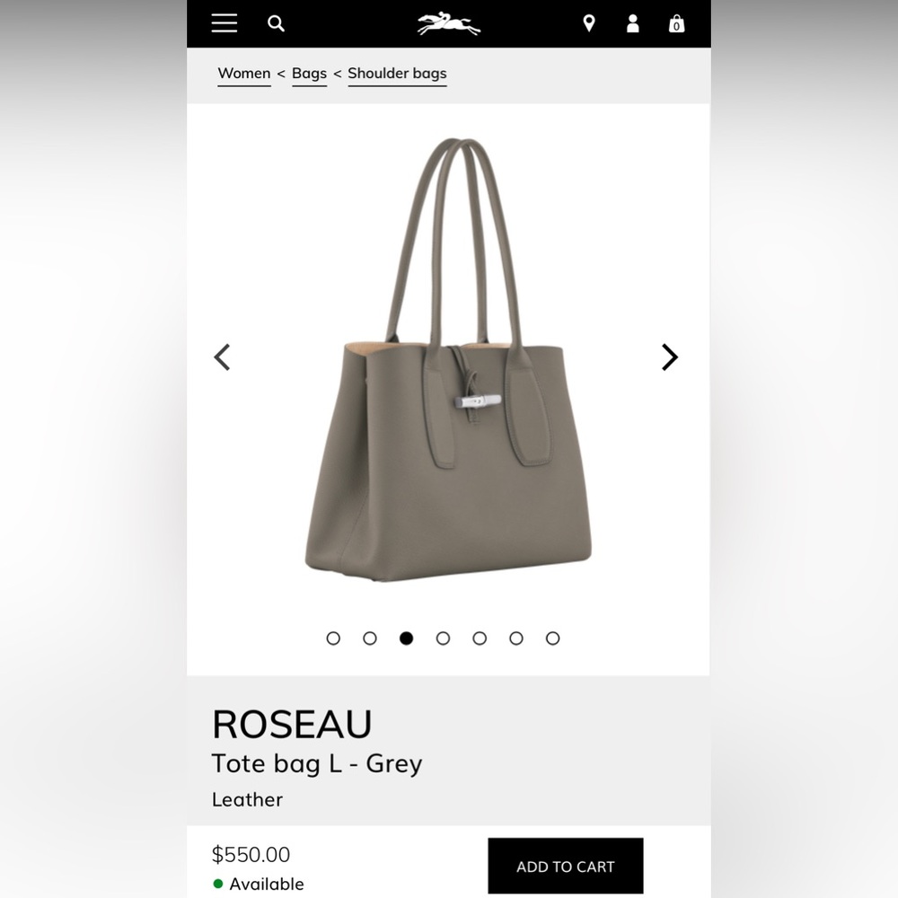Grey Roseau Leather Tote Bag -never used, perfect condition, original dust bag. - Picture 7 of 14